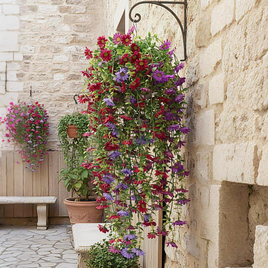 FineCheer 6 Pcs Fall Artificial Hanging Flowers Outdoor, Elegant Color