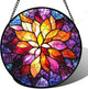 AMDERVEN Stained Glass Window Hanging, Fuchsia Abstract Flowers Suncatcher for Window Home Decor Orange Sun Catcher Mother's Day Birthday Gifts for Women Men Mom Nana 11.8 in