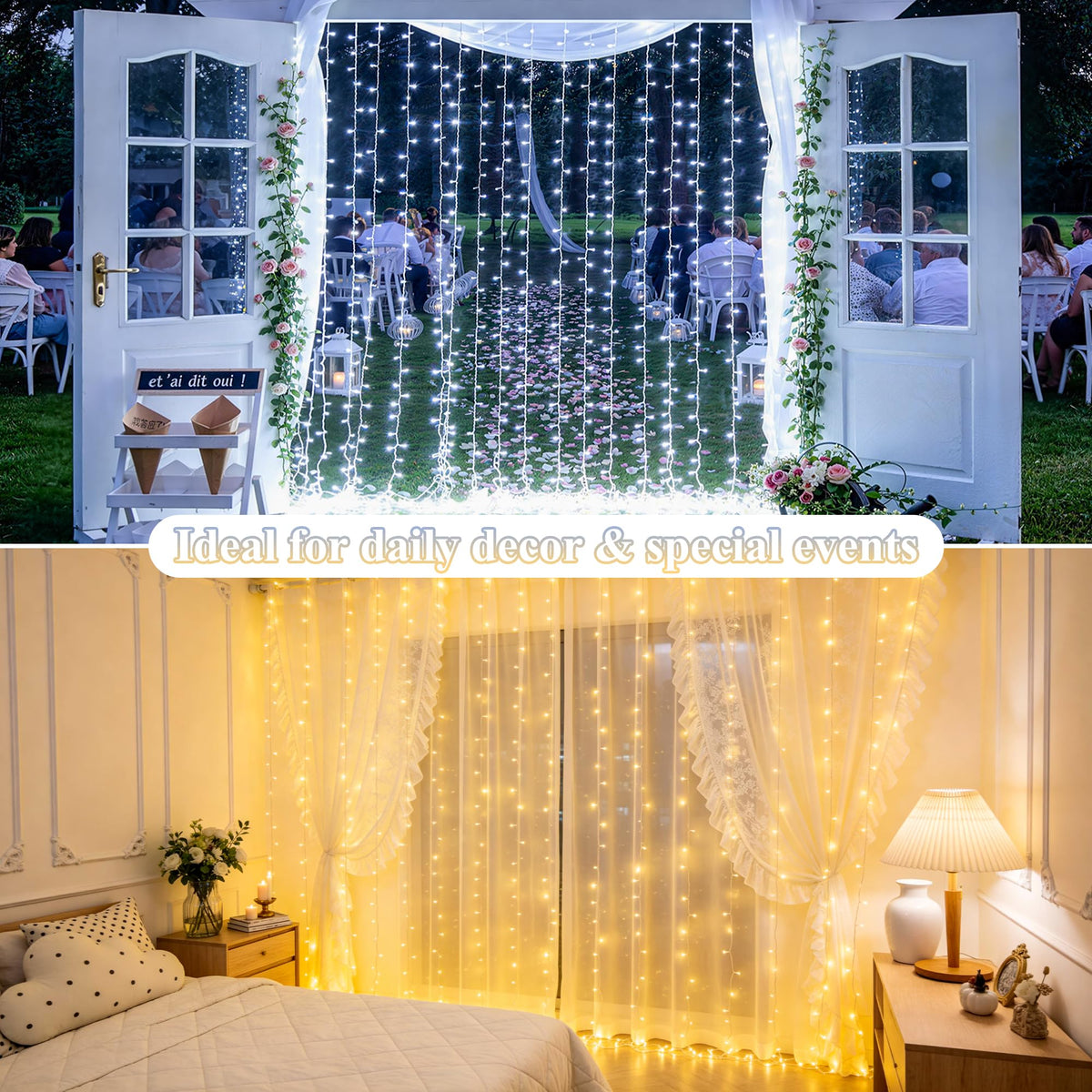 JMEXSUSS RGB Curtain Lights, 300 LED 9.8×9.8FT Color Changing String Lights