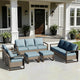Joyside Outdoor Patio Chairs, 5 Pieces Wicker Rattan Furniture Set, 2 Patio Chairs, 2 Sofa and 2 Ottoman, Metal Wide Armrest, Thick Cushions and Deep Seating for Garden, Backyard, Porch, Deck