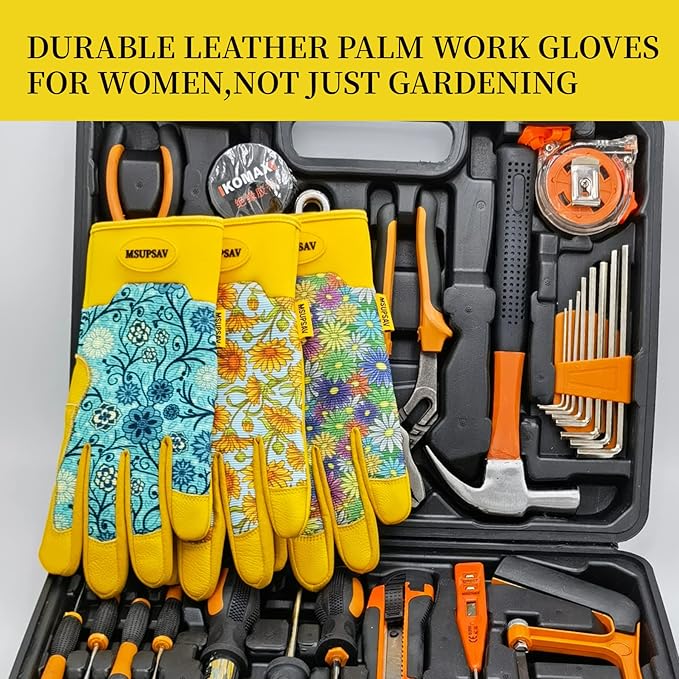 Thorn Proof&Puncture Resistant Gardening Gloves with Grip,Garden Glove for Women, Leather Yard Work Gifts