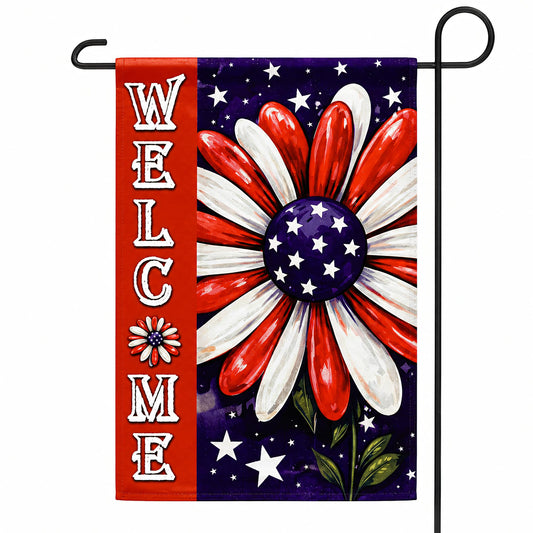 4th of July Decorations - Patriotic Floral Welcome Garden Flag | Double Sided Fourth of July Patriotic Banner | 250 Anniversary USA Flag for Garden Yard Porch Patio Lawn Outdoor Outside Decor