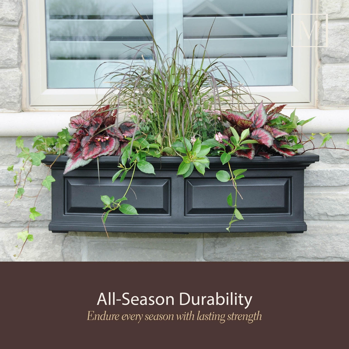Mayne Newhaven 36in Self-Watering Rectangular Window Box Planter, White