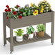 Raised Garden Bed with Legs, 33.66" Tall Self-Watering Resin Planter Box with Lockable Wheels Drainage Plug and Gauge for Vegetables, Flowers, Storage Shelf for Tools and Accessories (Grey)