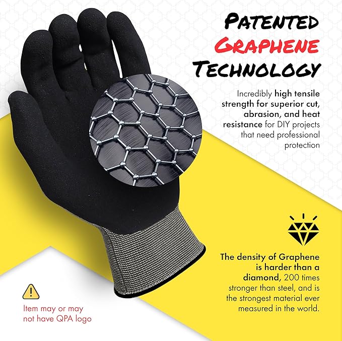 Quest Protective Apparel Cut Resistant Work Gloves (ANSI A1) – Lightweight Graphene Gloves for Gardening,DIY,Mechanical & General Handling – Breathable Grip Gloves for Men & Women – X-Large, Pack of 1