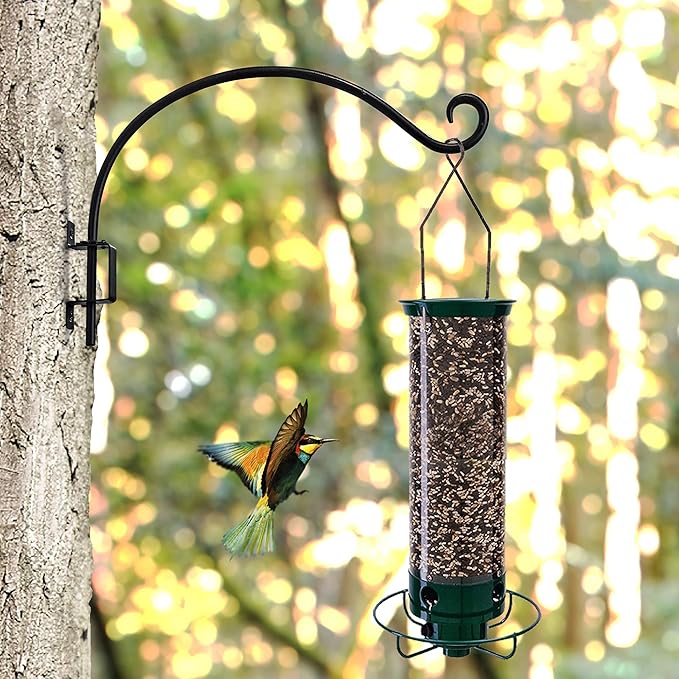 Qiang Ni Swivel Plant Hanger - 16 Inch 30 lbs Capacity Anti-Rust Metal Wall Mount Hook with Mounting Screws - for Indoor Outdoor Hanging Bird Feeders, Flower Baskets, Wind Chimes, Lanterns