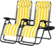 Nazhura Set of 2 Relaxing Recliners Patio Chairs Adjustable Steel Mesh Zero Gravity Lounge Chair Beach Chairs with Pillow and Cup Holder (Yellow Stripe)