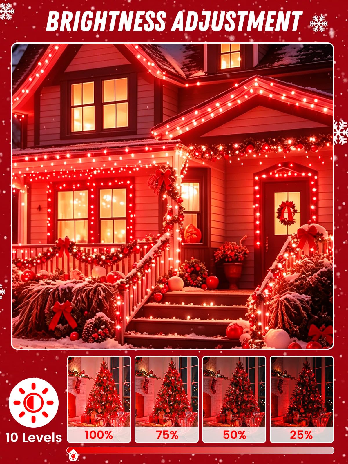 2 Pack 100 LED Fairy Lights Battery Operated with Remote Timer, 33 FT Red