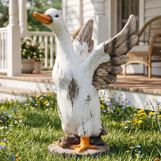 Euiroet 12" Real Farm Porch Duck Statue, Resin Large Lawn Yard Porch Goose, Whimsical Outdoor Decor Gift Idea, Concrete Porch Goose Perfect for Garden, Patio, Backyard - Durable & Weather-Resistant