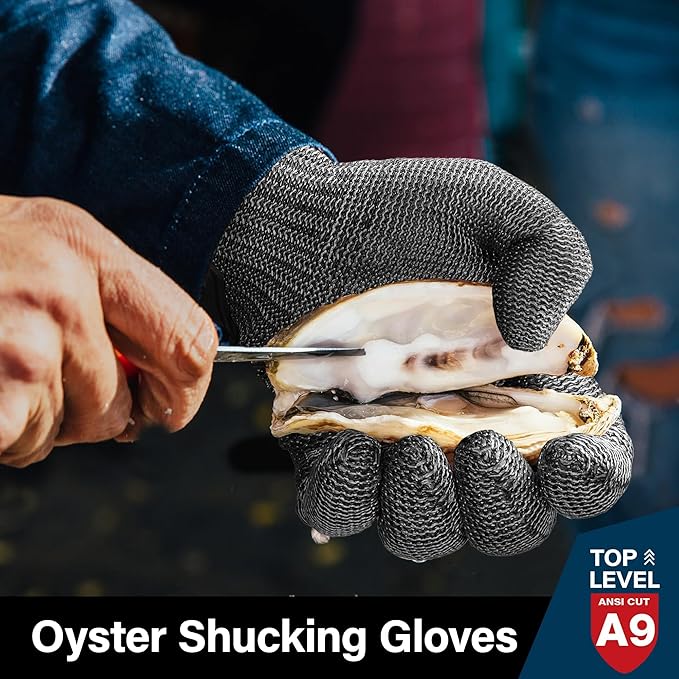 Schwer Ultimate Cut Resistant Gloves Beyond ANSI A9, Reinforced Stainless Steel Glove, Food Grade Mesh Metal Gloves for Butcher Meat Cutting, Oyster Shucking, Mandoline, Non-PFAS, PR1708 (S, 1 PCS)