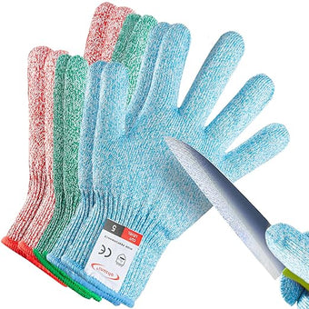 Cutting Gloves, 3 Pairs of Cut Resistant Gloves Food Grade, Cut Resistant Gloves for Kitchen, Oyster Shucking, Fish Fillet Processing, Carving Wood and Gardening(Large-Macaron)