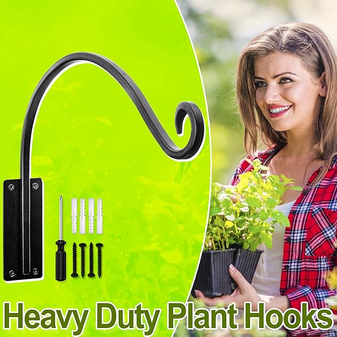AJART Hanging Plant Hanger Outdoor: 22-Inch Bird Feeder Wall Hooks - Heavy-Duty Plant Bracket Hook for Hanging Flower Baskets