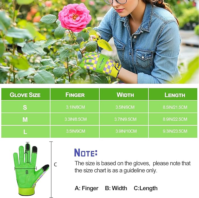Leather-Gardening-Gloves for Women,Thorn-Proof Work-Gloves for Weeding,Digging,Planting,Pruning Yard garden Gloves