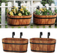 Wooden Hanging Planter for Railing Fence Outdoor Planter Railing Planter Boxes for Plants Wall Planters Window Flower Box Hanging Bucket Pots Countryside Plant Holder (Brown,2pcs,Large)