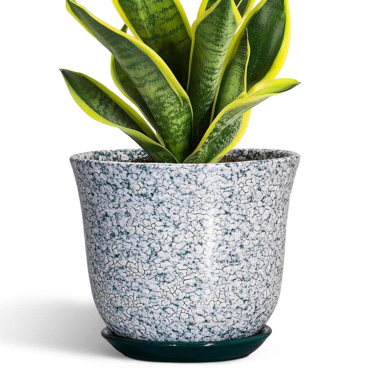 SUNPOTFOR Ceramic Pots for Plants, 8 Inch Plant Pot for Indoor, Green