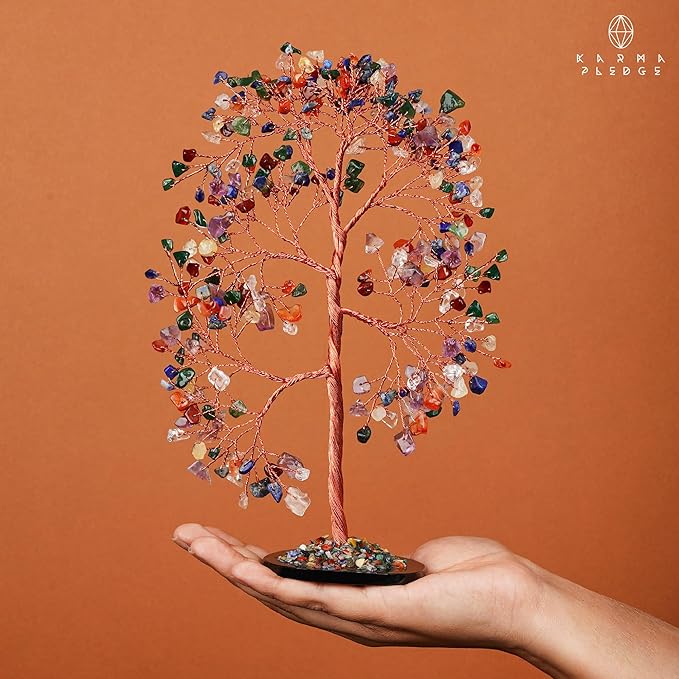 7 Chakara Crystal Trees for Home and Office Decoration, Chakra Healing Crystals Feng Shui Handmade Trees for Positive Energy, Money, Good Luck, Christmas Decor, Birthday Gifts for Women, Mom