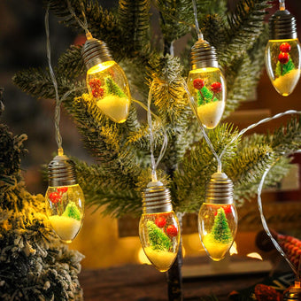 HFXXAD Christmas Snow Globe String Lights Indoor Decorations, 10 LED Clear Bulbs String Lights with Christmas Tree & Berry for Home Bedroom Fireplace Xmas Lights(6.6FT)