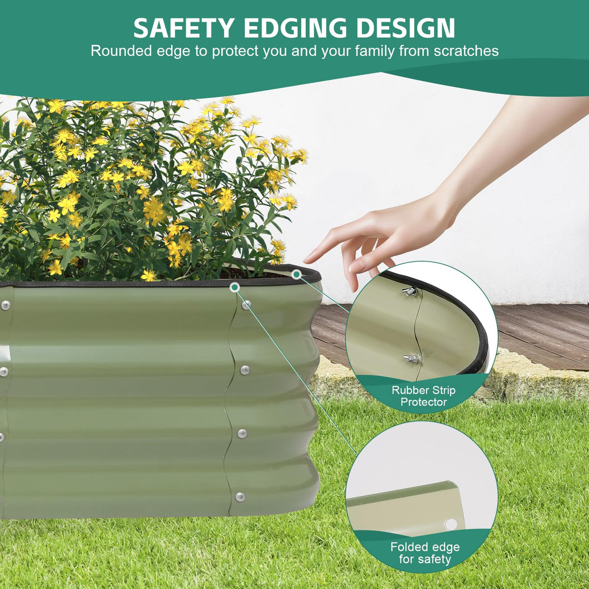 BIRDSINYARD 5 in 1 Galvanized Raised Garden Bed, 8x3x1ft, Green