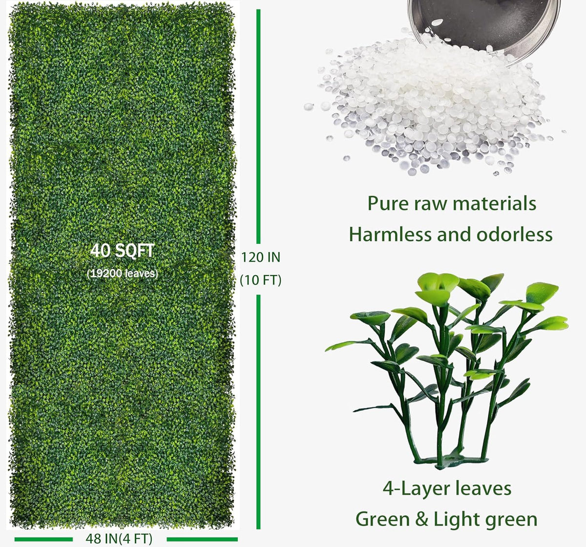 ODTORY Artificial Boxwood Panel Roll 48X120 in(40 sqft) Greenery Backdrop