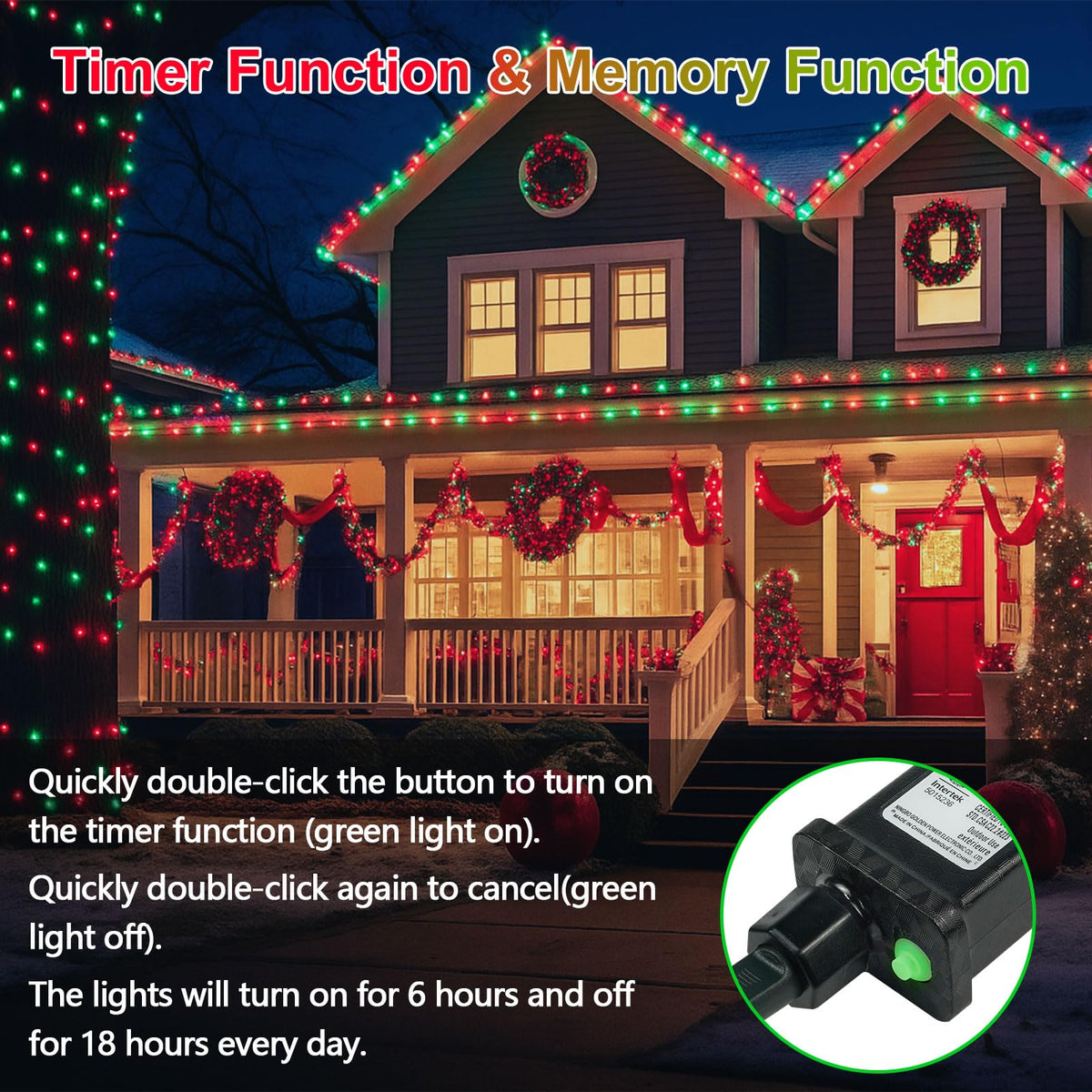 200 LED Connectable String Lights, 66FT Christmas Lights Outdoor Indoor