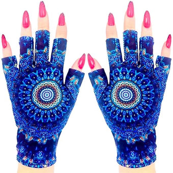 ManiGlovz - The Original UPF 50+ UV Light Protective Nail Gloves | Gel Manicure Gloves and Anti UV Fingerless Gloves for Women | Can be Used as Sun Protection Gloves for Driving | Bohemian
