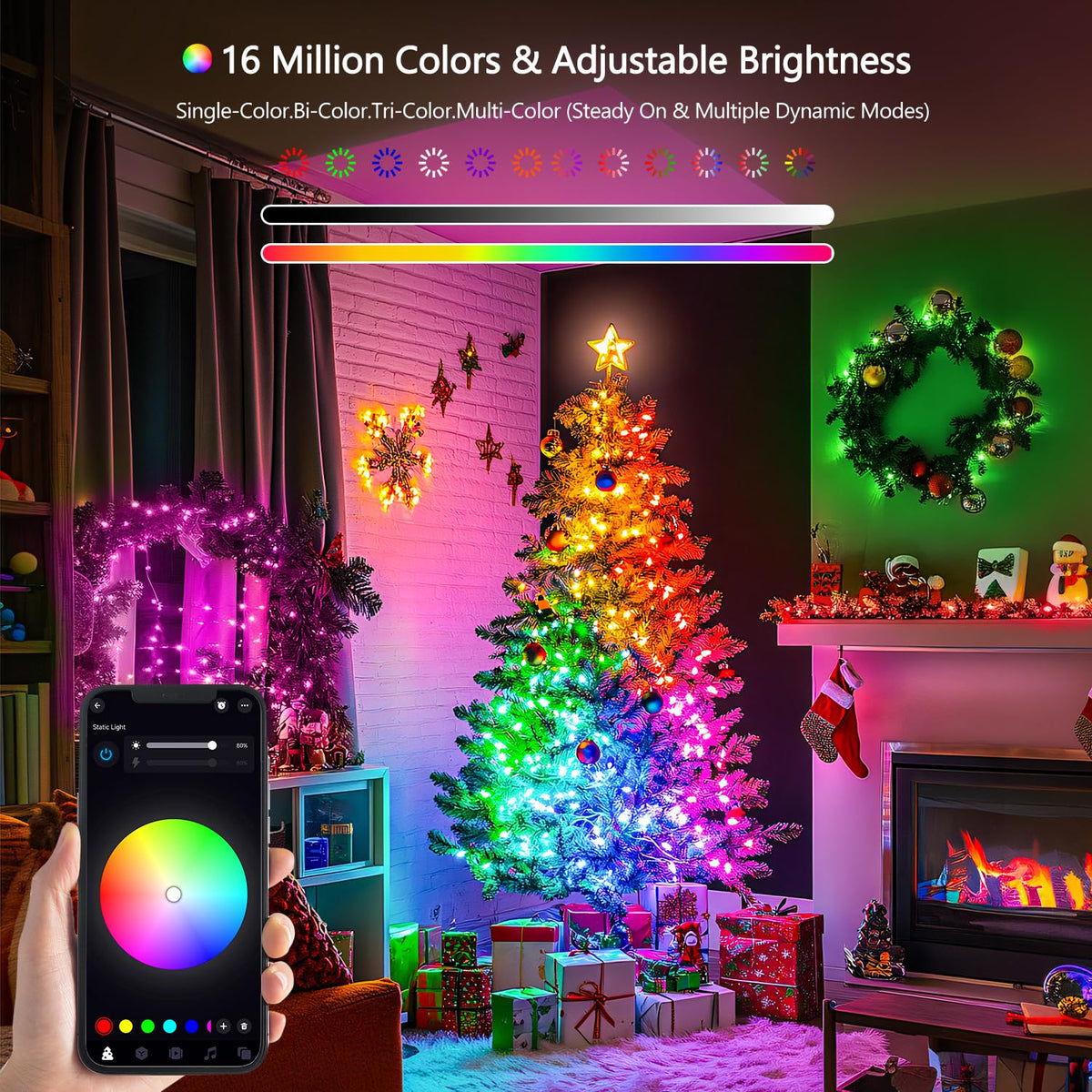 JMEXSUSS Connectable 33ft 100 LED Color Changing String Lights for Bedroom