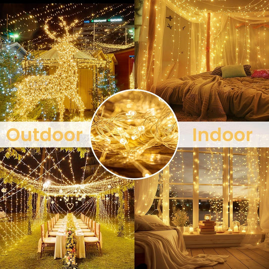 4 Pack 400 LED Battery Operated String Lights, 8 Modes Twinkle Fairy Lights