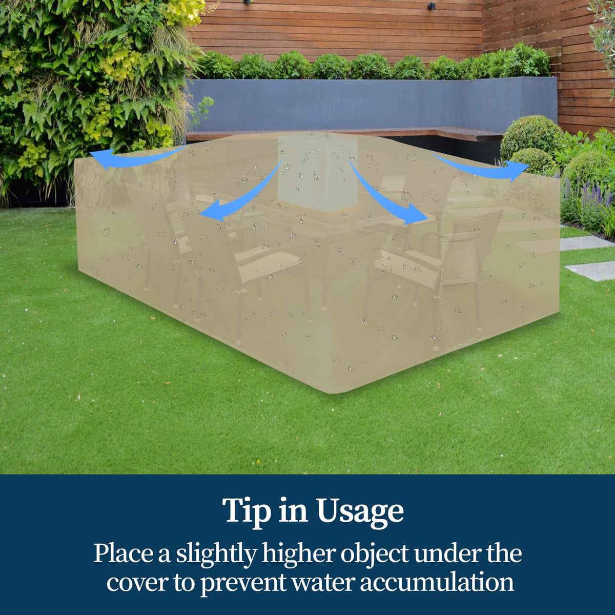 Easy-Going Rectangle Patio Furniture Cover Waterproof Outdoor Dining Table and Chair Cover Anti-UV Outside Sectional Sofa Set Covers (126"L x 63"W x 28"H, Camel)