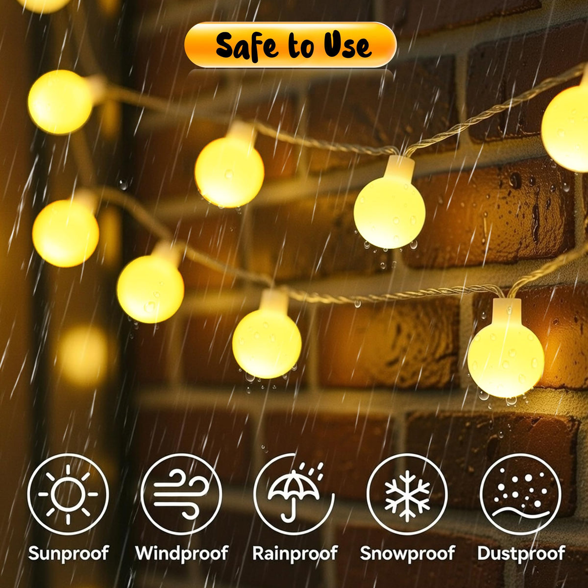 Enhon 50 LED Battery Operated Globe String Lights, with Timer, 8 Modes
