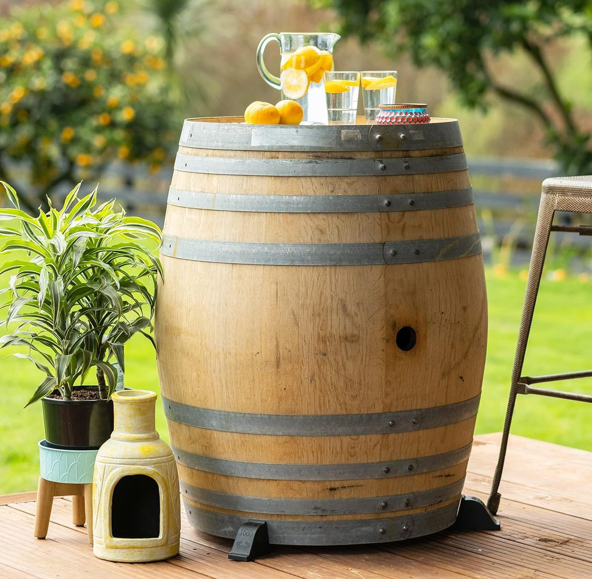 OAKENZ Half Barrel Planter Feet (3 Pack) – Wine & Whiskey Barrel Planter Risers for Drainage & Deck Protection – Heavy-Duty Pot Feet for Outdoor Planters – UV-Stable Recycled Plastic