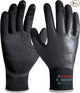 KAYGO Waterproof Work Gloves for Men and Women, Rubber Coated Non-slip Working Gloves for Garden, Outdoor Construction,3 pairs,Black,XL