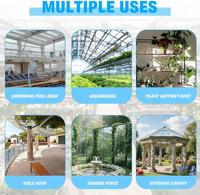 6 Pack Polycarbonate Greenhouse Panels, 4' x 2' x 0.32" Twin-Wall Polycarbonate Sheets for All Weather Green house Covering, Clear Greenhouse Panels, Excellent Light Transmission & Weather Resistance