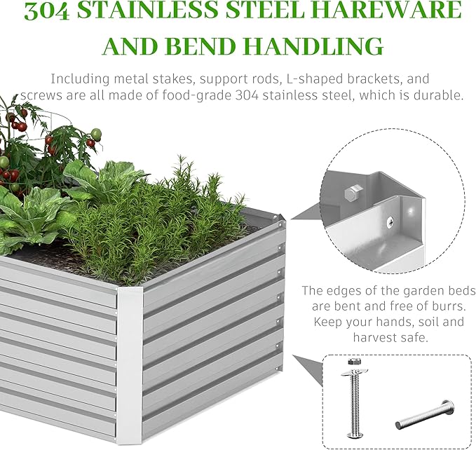 6x3x2 ft Raised Garden Bed, Large Metal Planter Raised Beds, Planters for Outdoor Plants for Vegetables, Flowers, Herbs, Fruits, and Succulents.(4 Pcs)