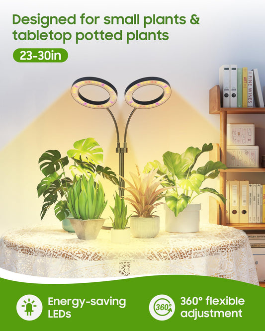 Tmsluody Grow Lights for Indoor Plants Full Spectrum, LED Plant Light with Metal Base, Plant Growing Lamps with Timer 3/9/12H, 3 Color Modes, 6 Brightness Levels, 23-30'' Adjustable Height
