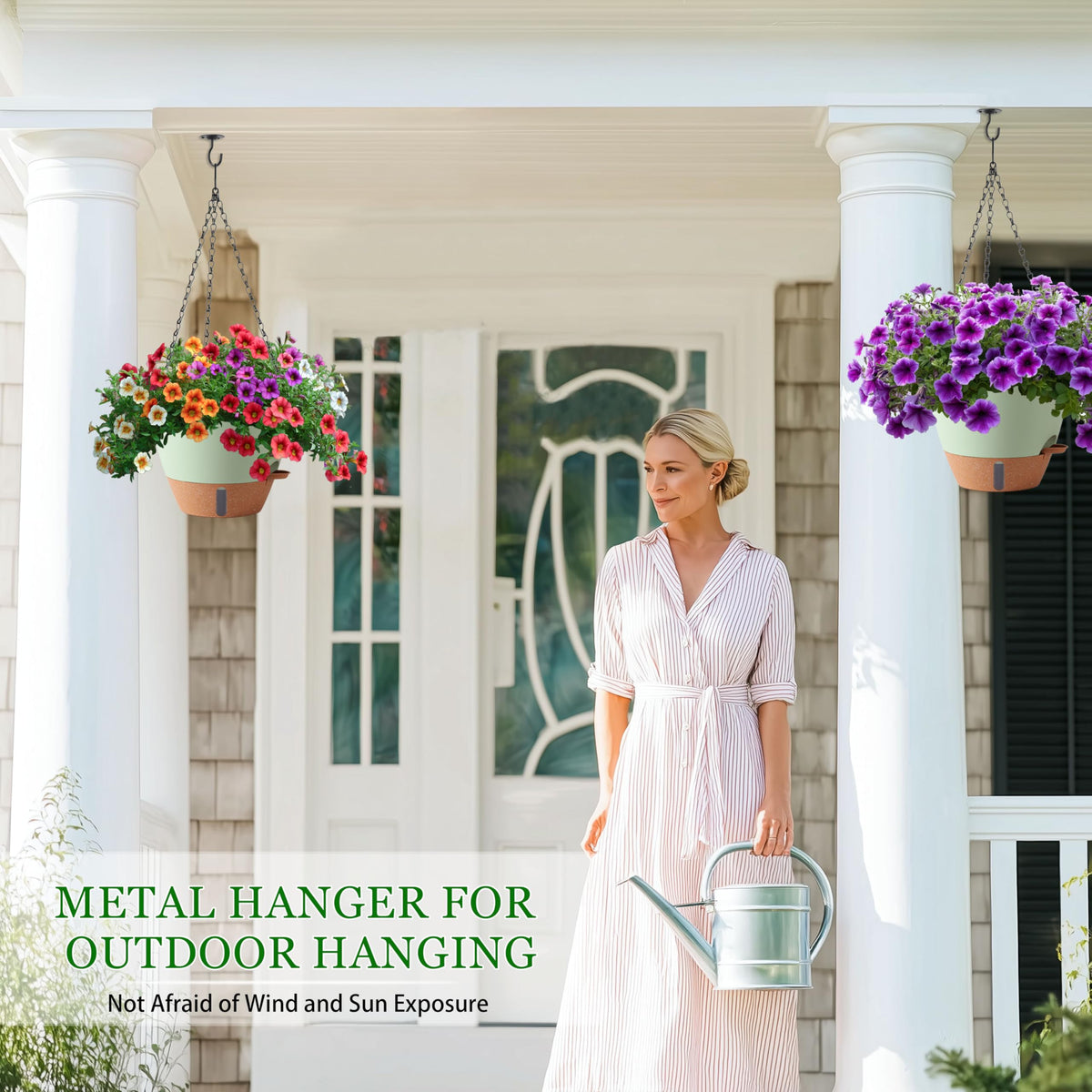 Fielda 10 Inch Hanging Planters for Indoor Plants, 2 Pack, Self Watering