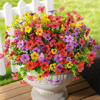 INQCMY Artificial Flowers for Outdoors Faux Plants Fake Flowers Spring Summer Decoration,12 Bundles Faux Silk Colorful Daisy Realistic UV Resistant for Outside Home Planter Window Porch Patio Yard