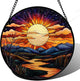 DASTOLL Stained Glass Window Hanging, The Sun Shines Brightly on Lake Sun Catchers Colorful Glass Panel Suncatcher Decor for Birthday for Women, Men, Wife, Lovers, and Mom 14.9x14.9 in
