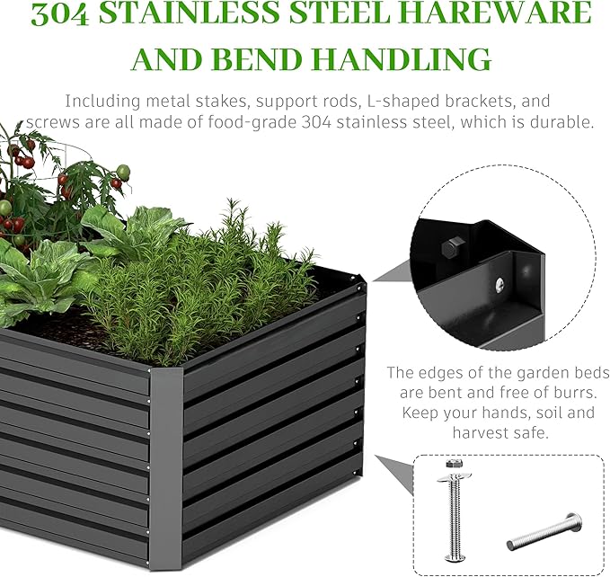 8x4x2 ft Raised Garden Bed, Large Metal Planter Raised Beds, Planters for Outdoor Plants for Vegetables, Flowers, Herbs, Fruits, and Succulents.(2 Pcs)