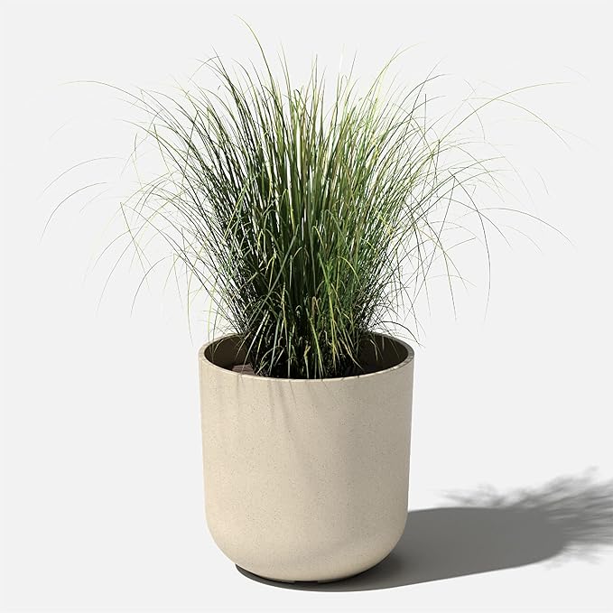 Veradek Mason Series Lima Planter - Round Planter for Indoor or Outdoor Porch/Garden | Made from Plastic-Stone Composite with Drainage Holes | Modern Décor for Succulents, Flowers, Small Plants