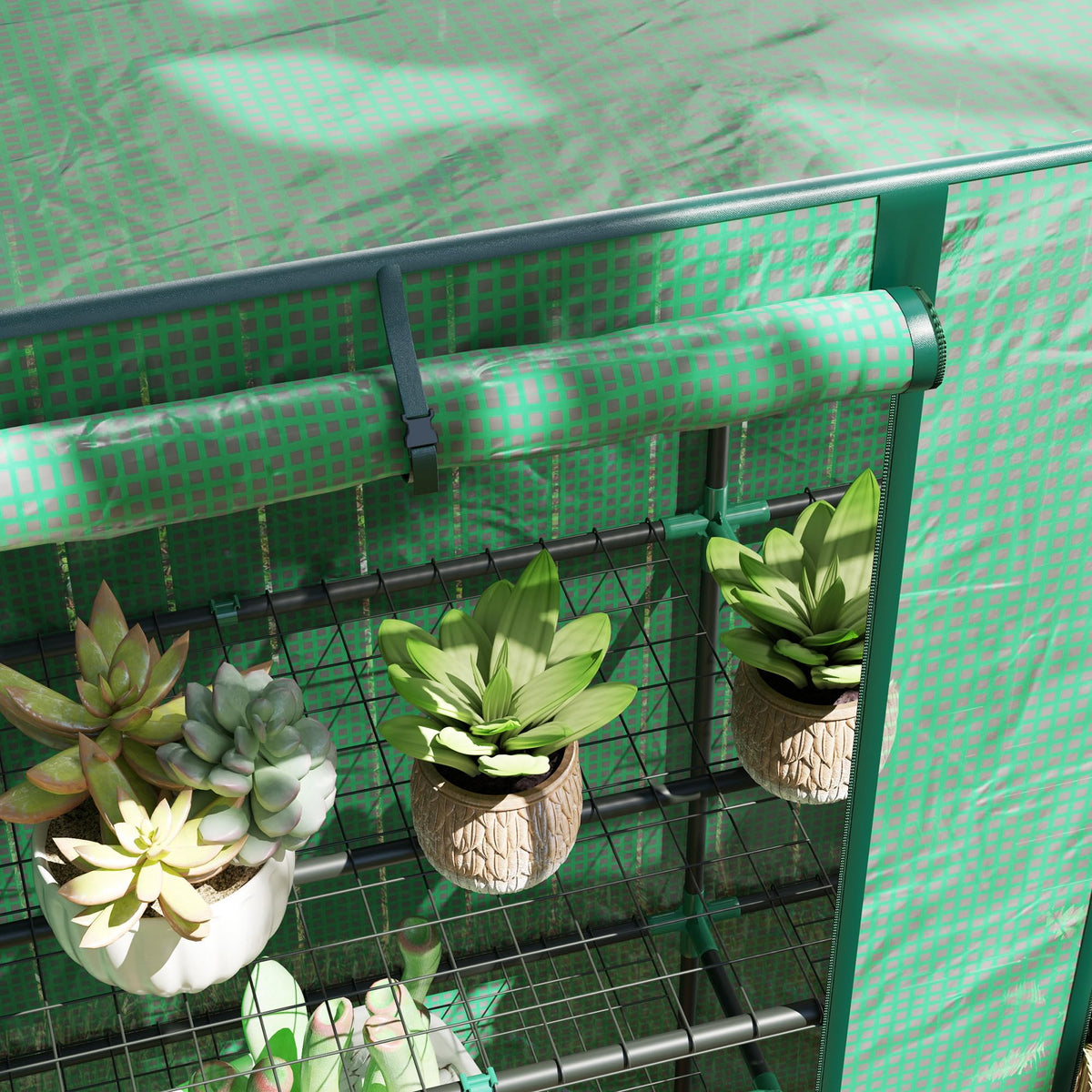 Outsunny Lean-to Greenhouse with 3 Tier Shelves 56.7" x 18.9" x 59.8" Green