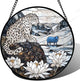 Stained Glass Window Hanging - Snow Mountain Lotus Suncatcher for Doors Garden Patio Leopard Sun Catchers Decor Christmas Mother's Day Birthday Gifts for Women Men Mom Nana Friend 6.3 in