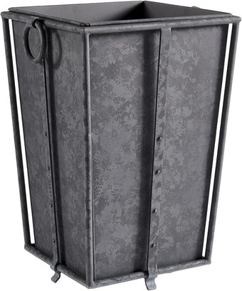 MY SWANKY HOME Large Minimalist Classic Metal Box Planters Liners Square Industrial Rivets Gray