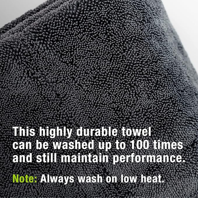 ExoForma Mega Car Drying Towel - Holds Up to 9 lbs, No Streaks, Scratches, or Water Spots | 1200 GSM Microfiber Double Twist Pile & Edgeless Design, 1 Quick & Effortless Dry - 24” x 36”