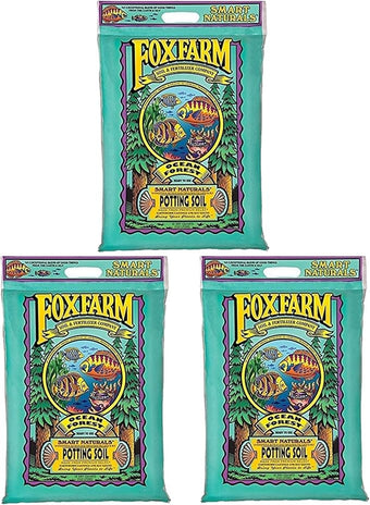 FoxFarm Ocean Forest Potting Soil, 12qt – Light, Aerated Texture, Designed for All Container Plants – pH Adjusted for Optimal Nutrient Uptake, Effectively Retains Moisture (12 Quart (3 Pack))