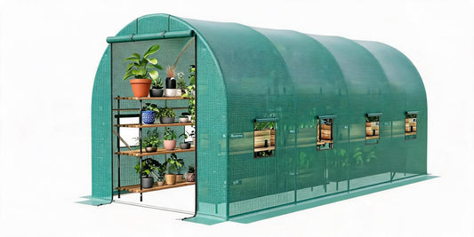 15 x 6.5 x 6.5 ft Walk-in Tunnel Greenhouse for Outdoors