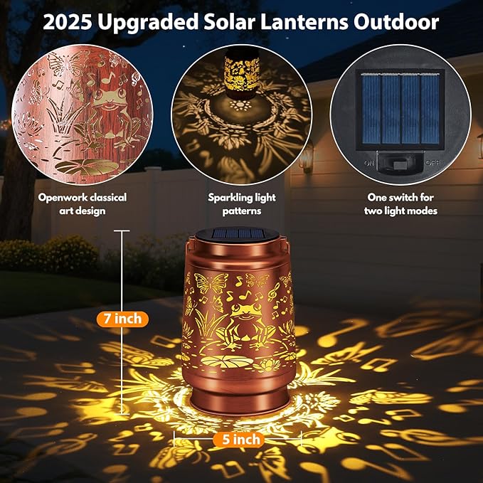 siruitong Solar Lantern Outdoor Lamp Waterproof Decorations Garden Decor, Christmas Birthday Gifts for Women, Mom, Grandma Decorative Garden, Yard, Patio, Lawn, Balcony Porch - Frog