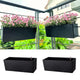 LaLaGreen Railing Planter Boxes (14 Inch, 2 Pack) Self-Watering Window Box Planters with Brackets, Rectangular Hanging Flower Pots for Balcony Deck Fence, Outdoor Herb Garden Plastic Planters Black