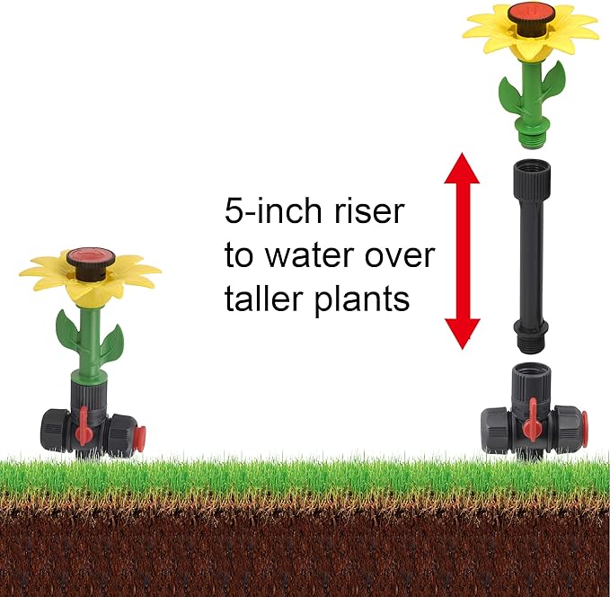 Eden 97065 Daisy Above-Ground 50 Ft Garden Hose and Sprinkler System, DIY Plant Watering Set