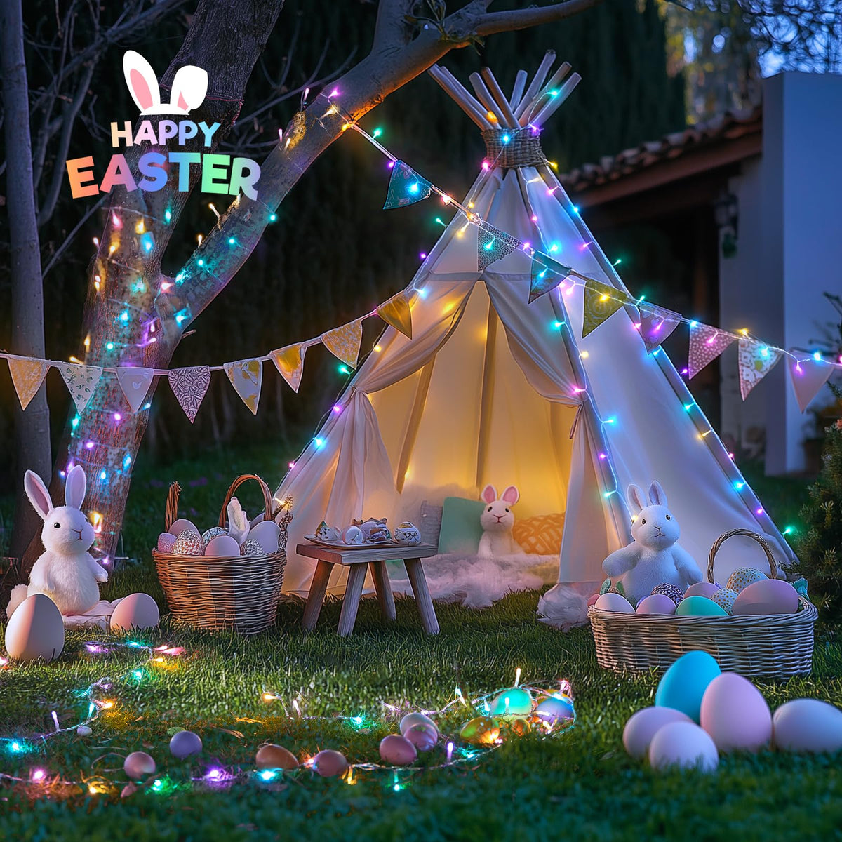 JMEXSUSS 400 LED Easter Lights Indoor Outdoor, 132FT Easter String Lights