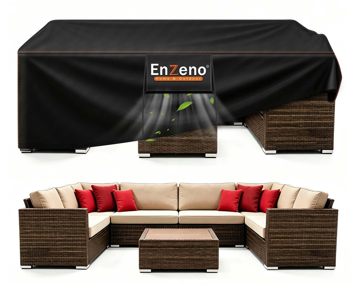 Enzeno Patio Furniture Cover Outdoor Waterproof 120" L x 90" W x 35" H